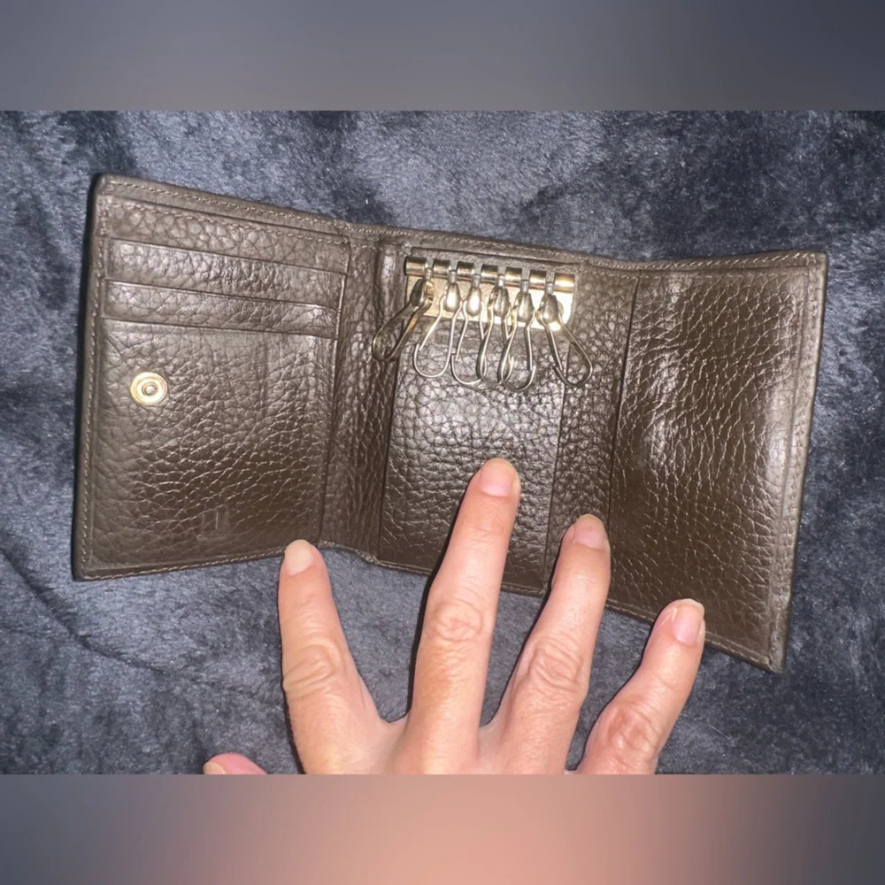 Alfred Dunhill Dunhill Leather Key Case Brown Gold Hardware Dark brown